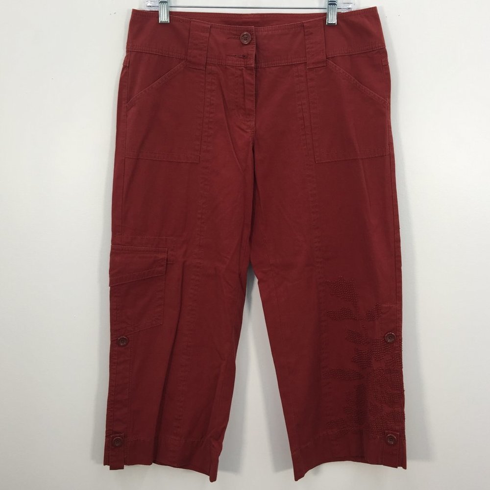 Cabi Clay Red Cropped Wide Leg Utility Pants
